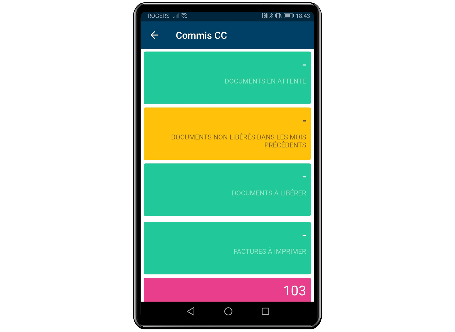 Commis CC sur appli mobile et téléphone